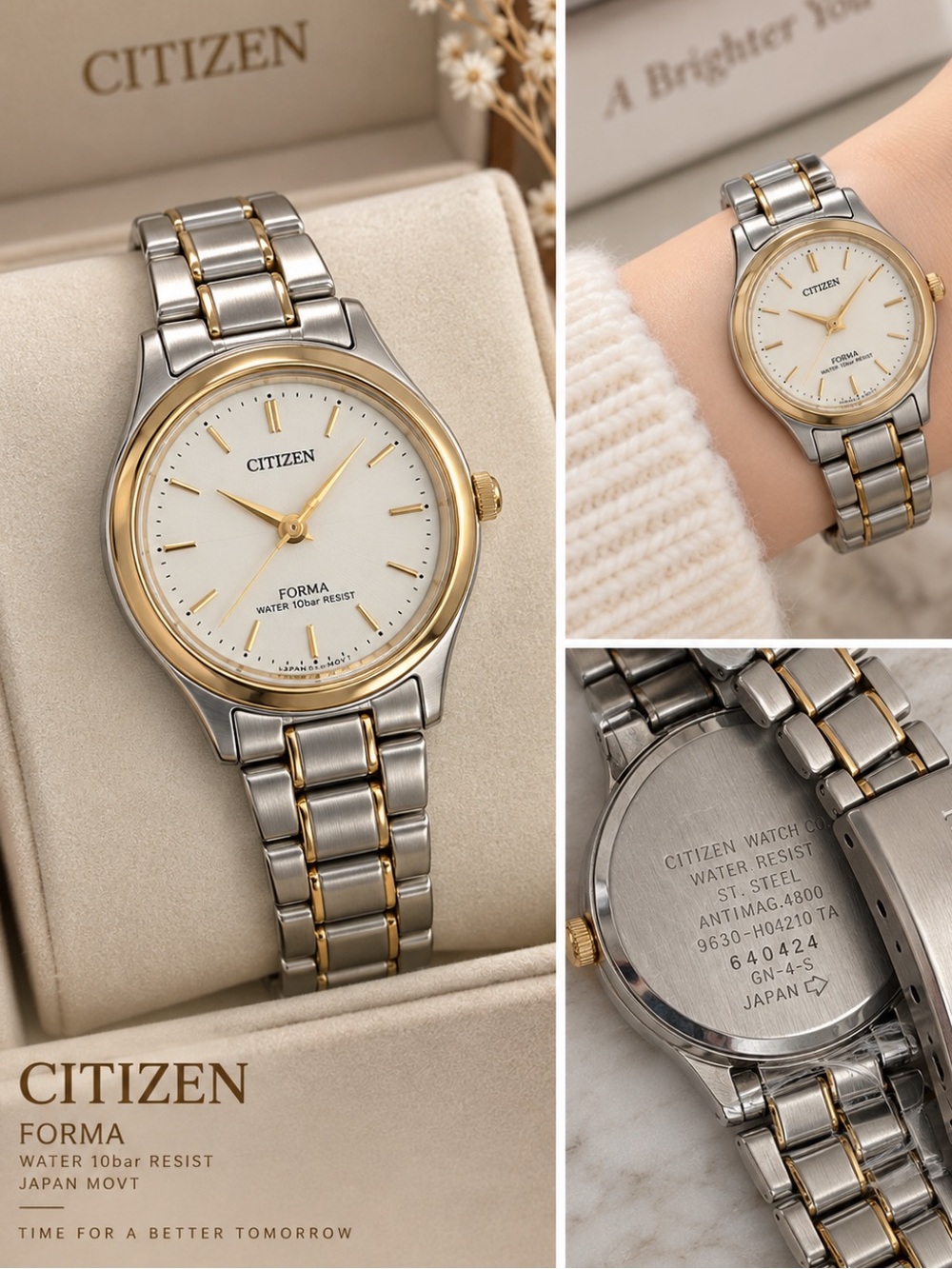 Citizen FORMA Two-Tone Silver and Gold Women's Bracelet Watch with White Dial